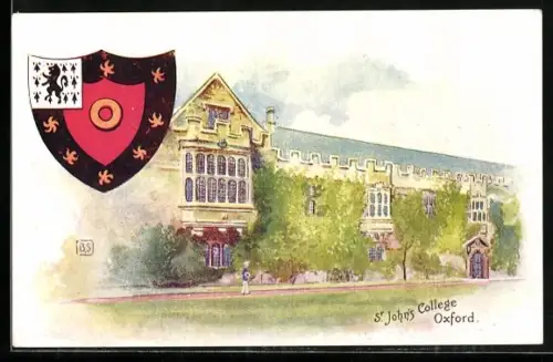Künstler-AK Oxford, St. John`s College, Coat of Arms
