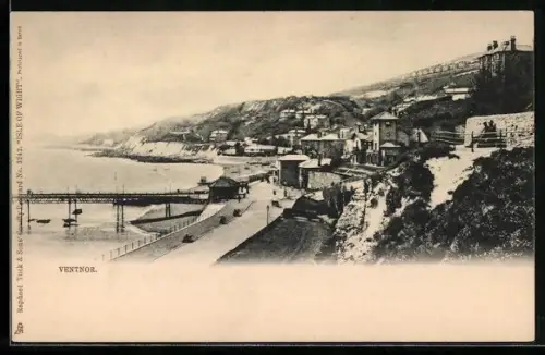 AK Ventnor, Panorama mit Strassenpartie