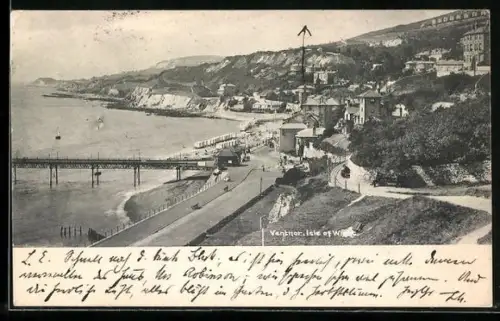 AK Ventnor, Panorama mit Strassenpartie
