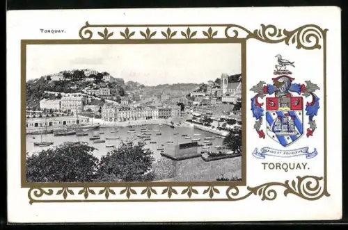 AK Torquay, General View, Wappen