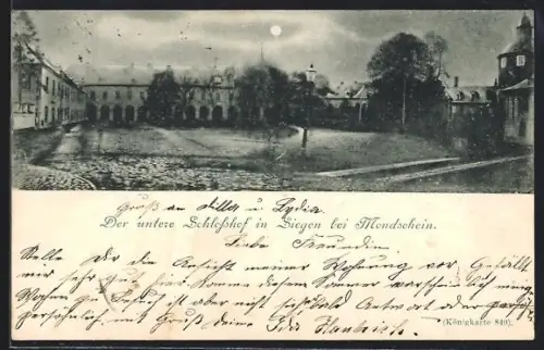 AK Siegen, Unterer Schlosshof bei Mondschein