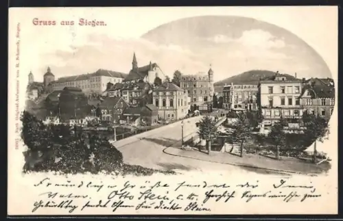 AK Siegen, Ortspartie mit Grünanlagen