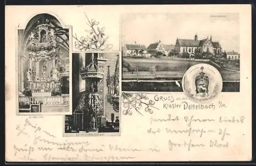 AK Dettelbach a. M., Klostergebäude, Gnadenaltar und Kanzel