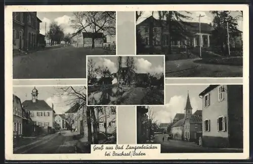 AK Bad Langenbrücken /Bruchsal, Verschiedene Ortspartien mit Kirche