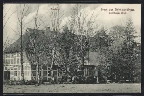 AK Schneverdingen /Lüneburger Heide, Pfarrhaus mit Grünanlagen