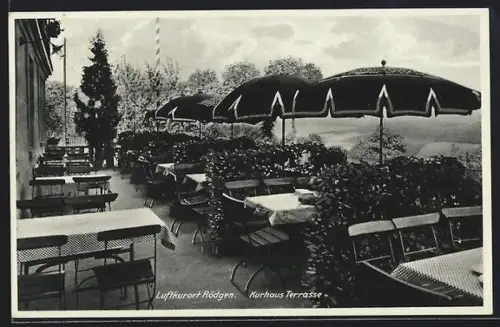 AK Rödgen /Siegen, Terrasse des Kurhauses mit Ausblick, Bes. Karl Stangier
