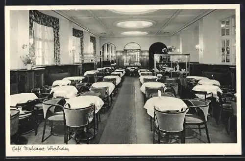 AK Wiesbaden, Cafe Maldaner, Marktstrasse 34, Innenansicht