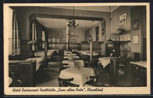 AK Düsseldorf, Innenansicht des Hotel-Restaurants Stadtküche Zum alten Fritz