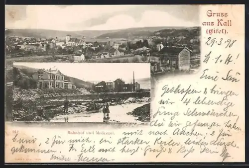 AK Kall / Eifel, Molkerei und Bahnhof, Teilansicht