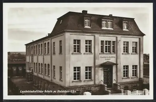 AK Hainichen /Sa., Landwirtschaftliche Schule aus der Vogelschau