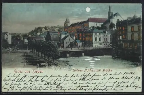 AK Siegen, Unteres Schloss mit Brücke