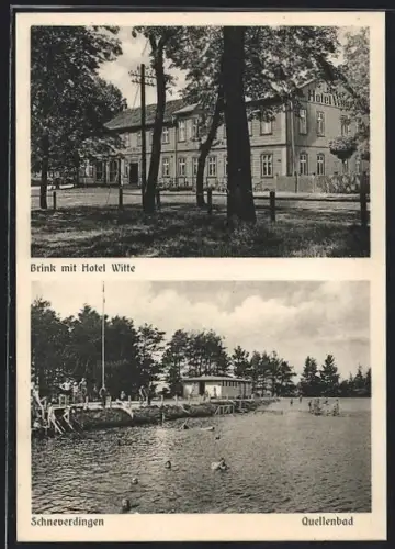 AK Schneverdingen, Brink mit Hotel Witte und Quellenbad
