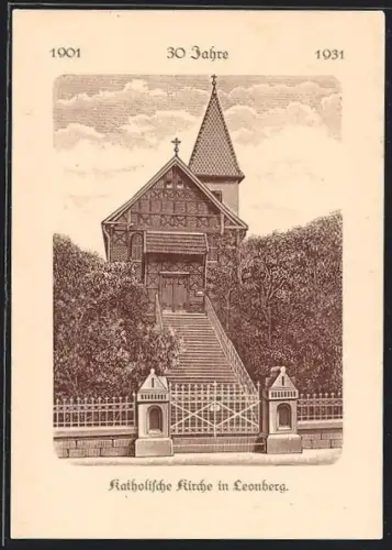 AK Leonberg / Württ., Katholische Kirche mit Grünanlagen