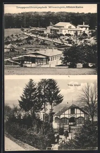 AK Münsingen, Truppenübungsplatz mit Offiziers-Kasino und Villa Hügel