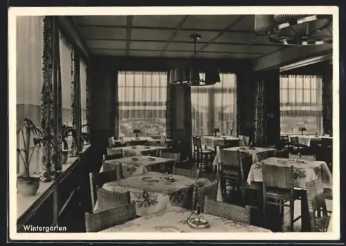 AK Siegen, Innenansicht des Wintergartens des Cafe-Restaurants Johanneshöhe