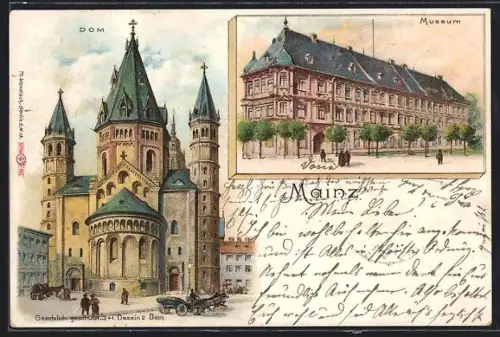 Lithographie Mainz, Dom und Museum