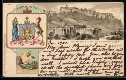 AK Edinburgh, The National Gallery and Edinburgh Castle