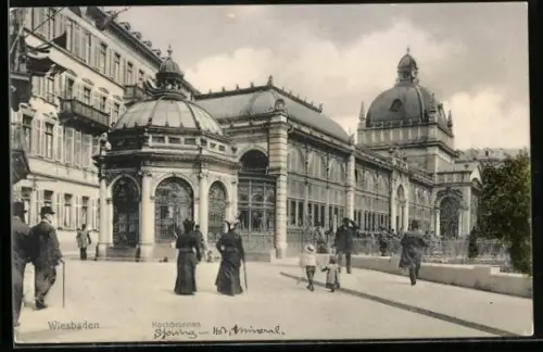 AK Wiesbaden, Partie am Kochbrunnen
