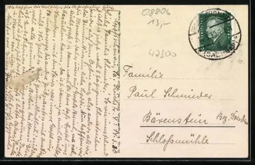 AK Oybin, Kirchhof mit Ruine