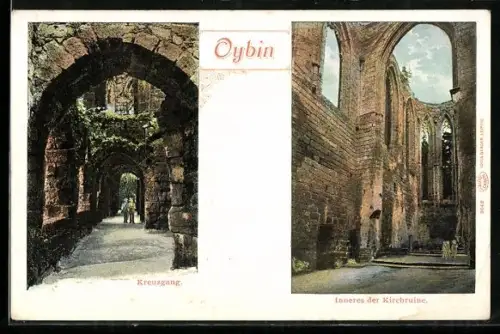AK Oybin, Kreuzgang, Inneres der Kirchenruine