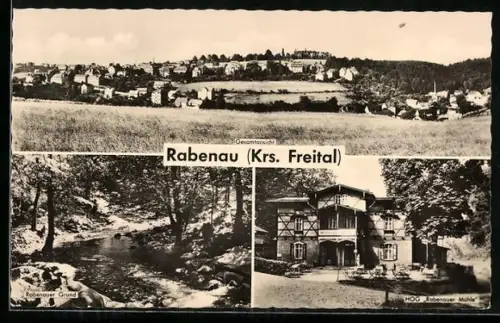 AK Rabenau /Freital, HO-Gaststätte Rabenauer Mühle, Gesamtansicht, Rabenauer Grund
