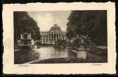 AK Wiesbaden, Kurhaus mit Brunnen