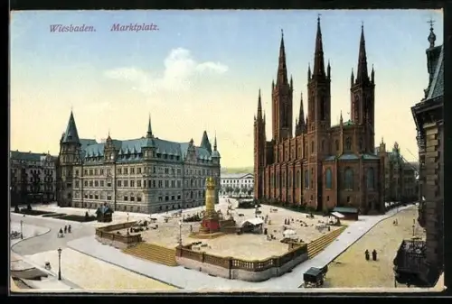 AK Wiesbaden, Blick auf den Marktplatz