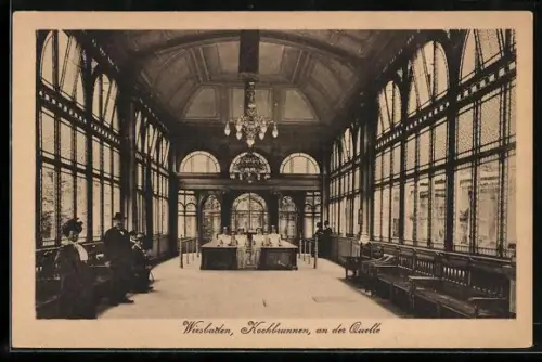 AK Wiesbaden, Kochbrunnen, an der Quelle