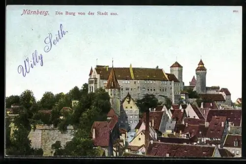 AK Nürnberg, Die Burg von der Stadt aus