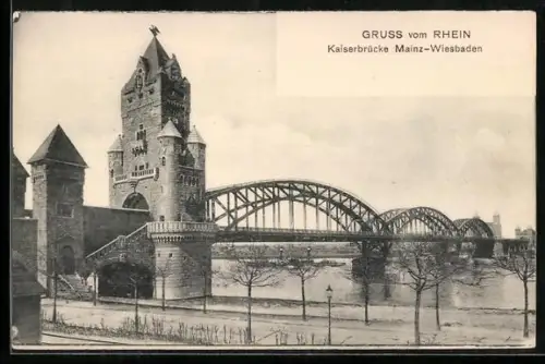 AK Mainz /Rhein, Kaiserbrücke Mainz-Wiesbaden