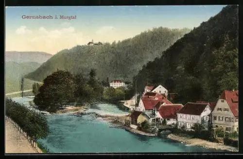 AK Gernsbach i. Murgtal, Blick in den Ort