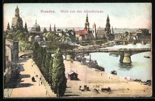 AK Dresden, Blick von der Albertbrücke
