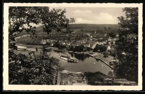 AK Karlshafen, Blick von der Deichmannsgrotte auf den Ort