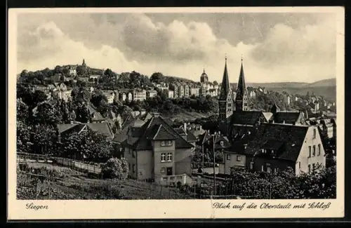 AK Siegen, Blick auf die Oberstadt mit Schloss