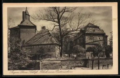 AK Siegen, Oberes Schloss, Blick vom Batteriechen