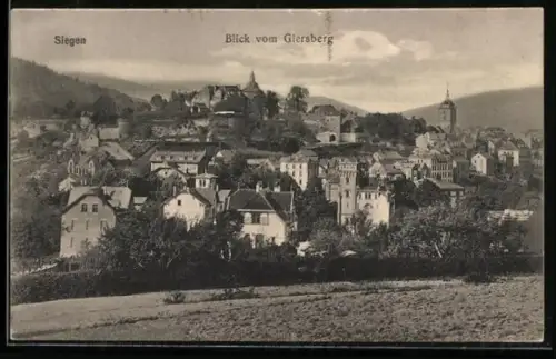 AK Siegen, Blick vom Giersberg auf die Stadt