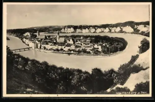 AK Wasserburg a. Inn, Stadtansicht mit Inn-Schleife