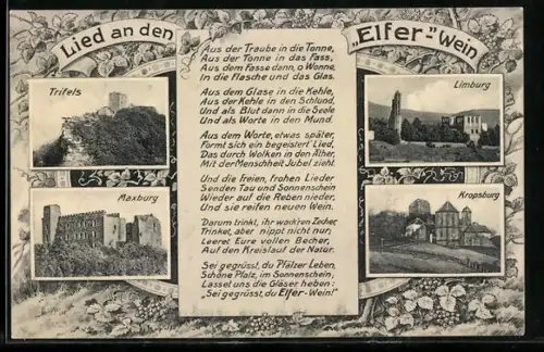AK Trifels, Maxburg, Limburg, Kropsburg, Liedtext Elfer-Wein