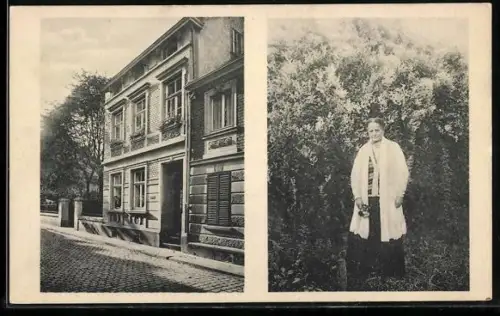 AK Bad Godesberg, Lindenwirtin, Portrait u. Gasthaus