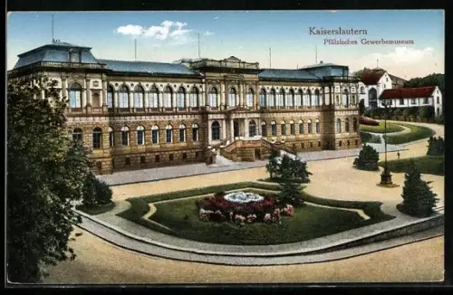 AK Kaiserslautern, Pfälzisches Gewerbemuseum mit Anlagen aus der Vogelschau
