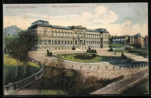 AK Kaiserslautern, Gewerbe-Museum, Gesamtansicht aus der Vogelschau