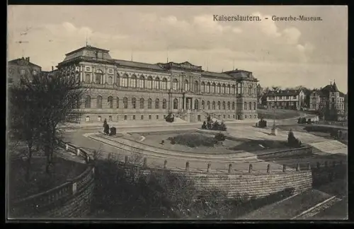 AK Kaiserslautern, Gewerbe-Museum, gesehen aus der Vogelschau