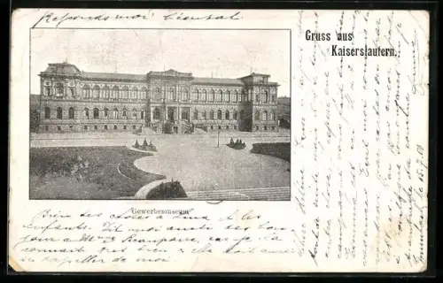 AK Kaiserslautern, Gewerbemuseum mit Umgebung aus der Vogelschau