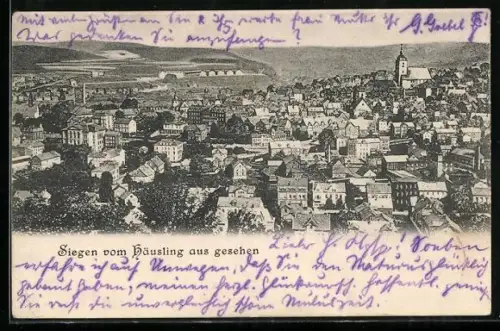 AK Siegen, Panorama vom Häusling aus gesehen