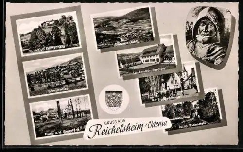 AK Reichelsheim /Odenw., Schloss Reichenberg, Gesamtansicht, Burgruine Rodenstein