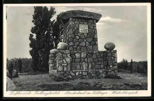 AK Fallingbostel, Hermann Löns-Denkmal im Tietlinger Wacholderpark
