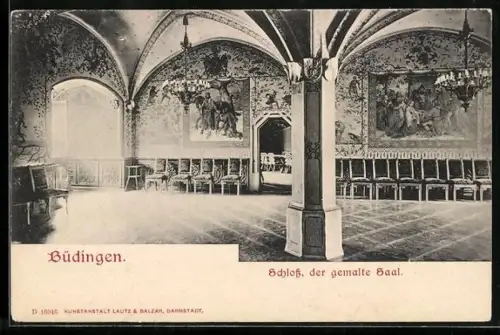 AK Büdingen / Oberhessen, Schloss, der gemalte Saal