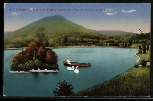 AK Bad Neuenahr, Partie im Kaiser Wilhelmpark mit Blick auf die Landskron