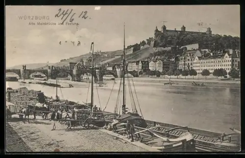 AK Würzburg, Alte Mainbrücke und Festung