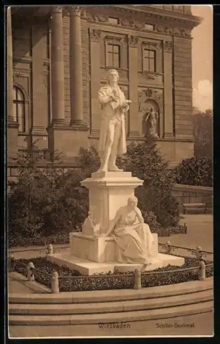 AK Wiesbaden, Schiller-Denkmal